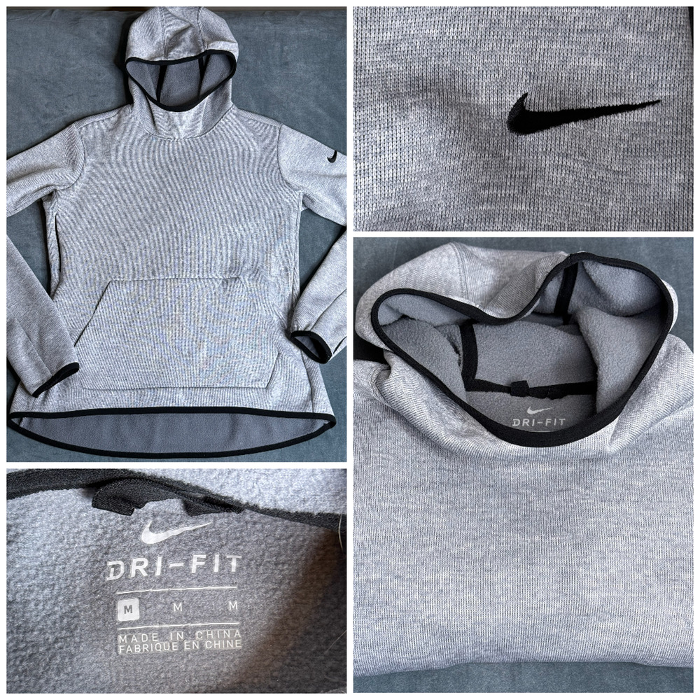 Nike Women's Drifit Medium Hoodie Heather Gray Pullover Athleisure Top